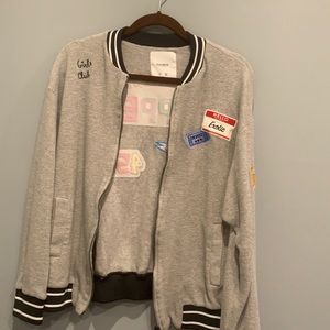 grey jacket with embroidery